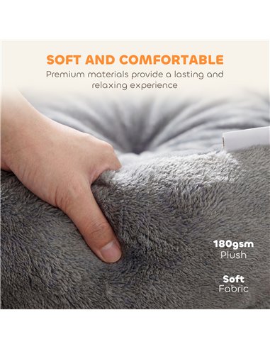 PawHut Cat Bed, Reversible Dog Pet Bed for Indoor Cats and Small Dogs, Round Bed with Supportive Bolster, Dark Grey