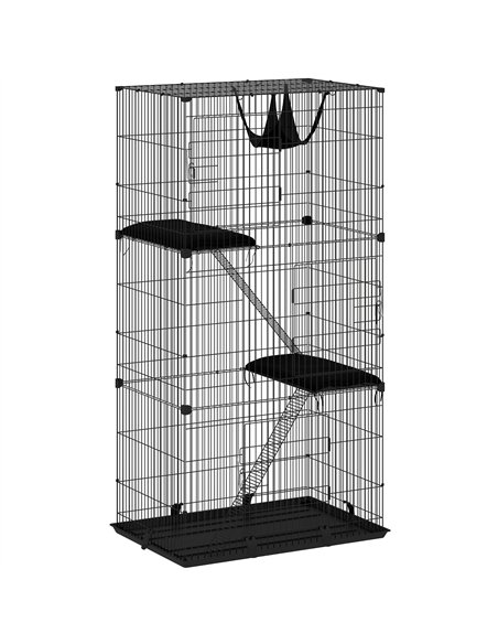 PawHut 3-Tier Large Cat Cage Indoor, Detachable Metal Wire Kennel with Hammock, Platforms, Tray and Cushions for 1-2 Kittens - pic 194422 | FastDaddyshop