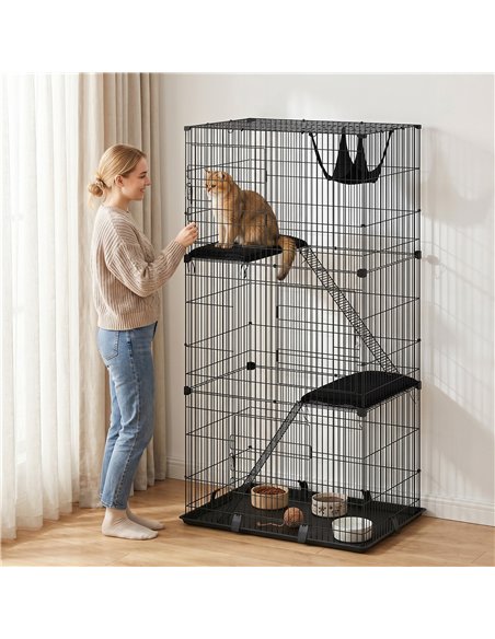 PawHut 3-Tier Large Cat Cage Indoor, Detachable Metal Wire Kennel with Hammock, Platforms, Tray and Cushions for 1-2 Kittens - pic 194423 | FastDaddyshop