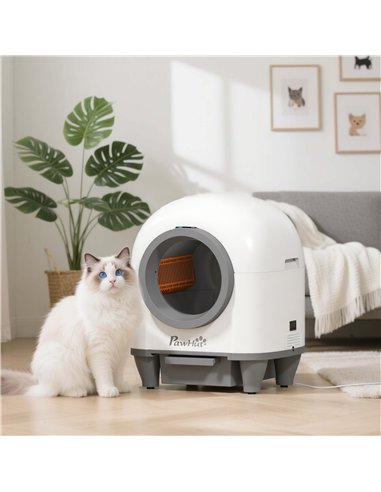 PawHut 80L Extra Large Self Cleaning Cat Litter Tray with APP Control, Safety Protection, Odor Removal, Rubbish Bag for Multiple