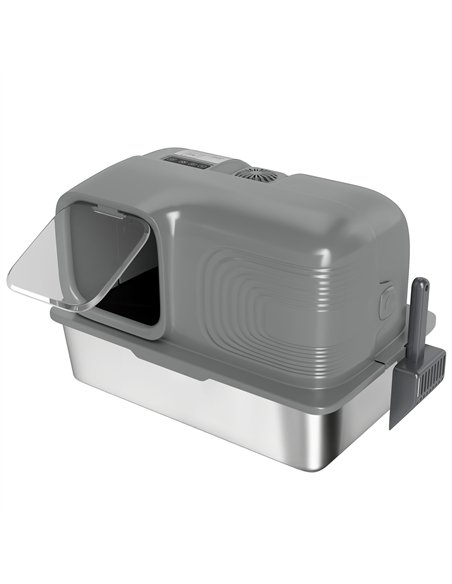 PawHut 65L Extra Large Stainless Steel Litter Tray with Plasma Deodoriser System, High Sided, Easy to Clean & Odour-Resistant - pic 194464 | FastDaddyshop