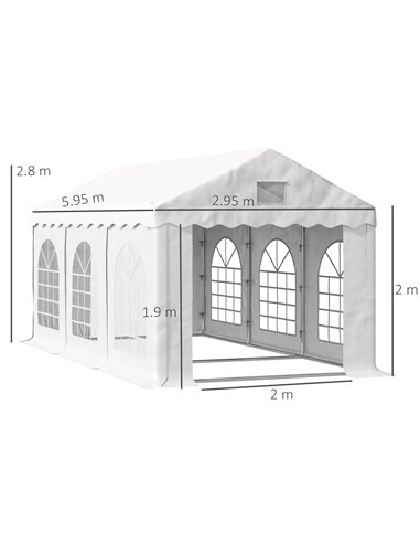 Outsunny 6x3m Gazebo Tent with 4 Removable Side Walls and Windows, White