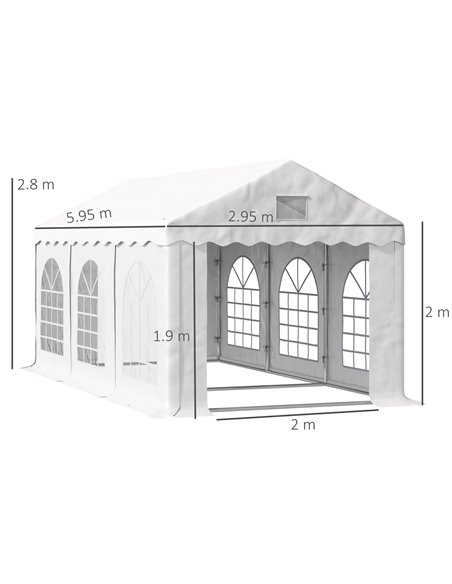 Outsunny 6x3m Gazebo Tent with 4 Removable Side Walls and Windows, White - pic 19449 | FastDaddyshop