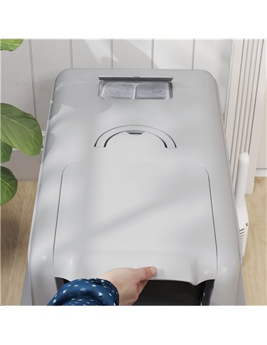 PawHut Stainless Steel Cat Litter Box with Removable Lid, Scoop, Filter Bags, for Larger Cats, Grey