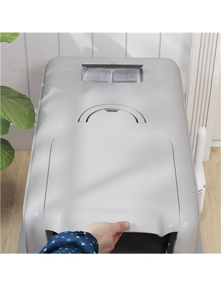 PawHut Stainless Steel Cat Litter Box with Removable Lid, Scoop, Filter Bags, for Larger Cats, Grey - pic 194490 | FastDaddyshop