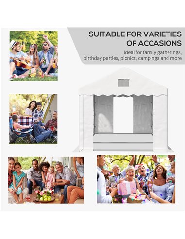 Outsunny 6 x 3 m Gazebo Canopy Party Tent with 4 Removable Side Walls and Windows for Outdoor Event, White