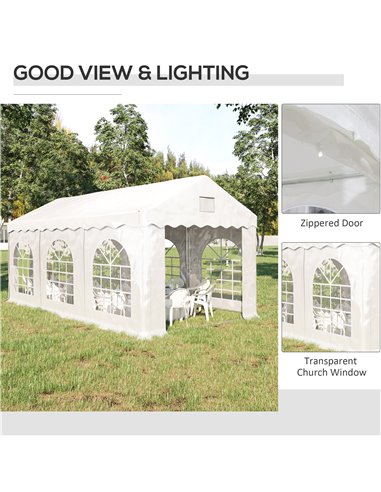 Outsunny 6 x 3 m Gazebo Canopy Party Tent with 4 Removable Side Walls and Windows for Outdoor Event, White