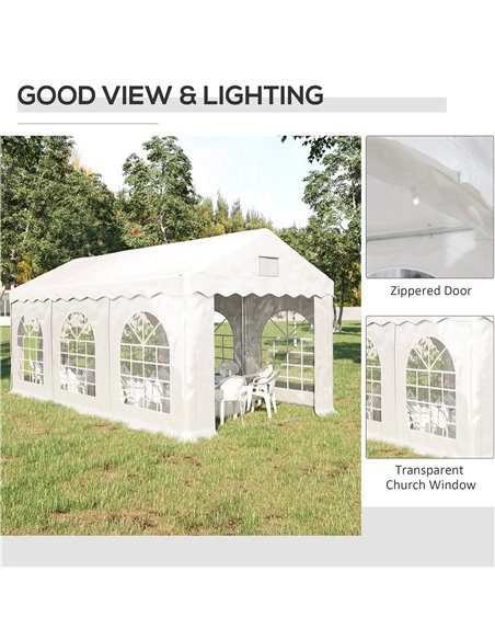 Outsunny 6 x 3 m Gazebo Canopy Party Tent with 4 Removable Side Walls and Windows for Outdoor Event, White - pic 19451 | FastDaddyshop