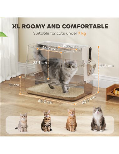 PawHut XL Stainless Steel Litter Box w/ 100° Flip Top, Scoop, Side Top Dual Entry, Odor Free, Easy Cleaning, Anti Leakage