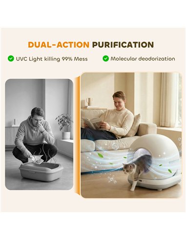 PawHut 72L Self Cleaning Cat Litter Tray Automatic Cat Litter Box APP Control for Multiple Cats