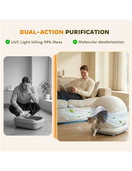 PawHut 72L Self Cleaning Cat Litter Tray Automatic Cat Litter Box APP Control for Multiple Cats - pic 194621 | FastDaddyshop