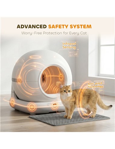 PawHut 72L Self Cleaning Cat Litter Tray Automatic Cat Litter Box APP Control for Multiple Cats