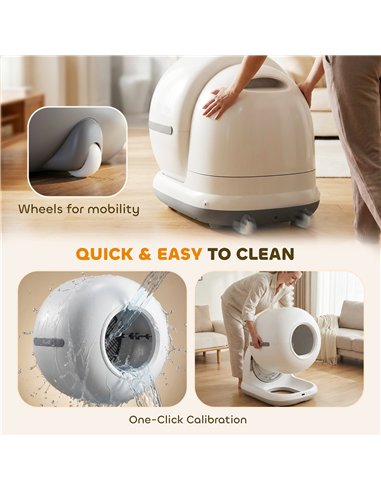 PawHut 72L Self Cleaning Cat Litter Tray Automatic Cat Litter Box APP Control for Multiple Cats
