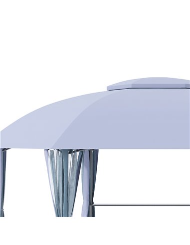Outsunny 4x4.7m Hexagon Gazebo Tent with 2 Tier Roof, Netting, Steel Frame, Grey