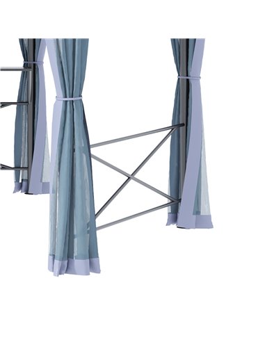 Outsunny 4x4.7m Hexagon Gazebo Tent with 2 Tier Roof, Netting, Steel Frame, Grey