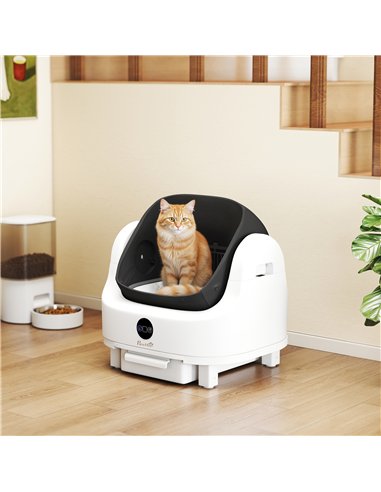 PawHut Self Cleaning Cat Litter Tray Top Opening Design, Automatic Litter Box More Space with Integrated Security Protection