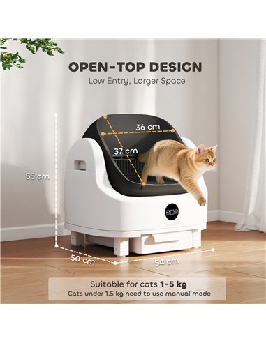 PawHut Self Cleaning Cat Litter Tray Top Opening Design, Automatic Litter Box More Space with Integrated Security Protection