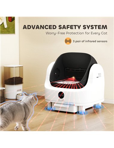 PawHut Self Cleaning Cat Litter Tray Top Opening Design, Automatic Litter Box More Space with Integrated Security Protection