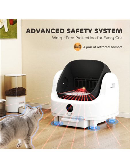 PawHut Self Cleaning Cat Litter Tray Top Opening Design, Automatic Litter Box More Space with Integrated Security Protection - pic 194647 | FastDaddyshop