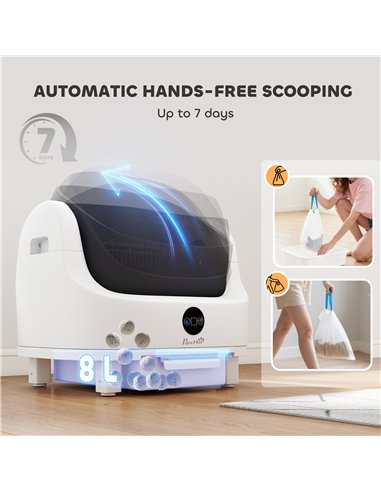 PawHut Self Cleaning Cat Litter Tray Top Opening Design, Automatic Litter Box More Space with Integrated Security Protection