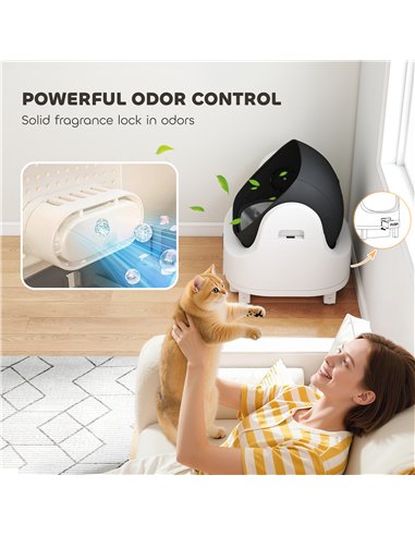 PawHut Self Cleaning Cat Litter Tray Top Opening Design, Automatic Litter Box More Space with Integrated Security Protection