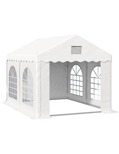 Outsunny 4x3m Gazebo Tent with 4 Removable Side Walls, Windows, White
