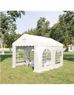 Outsunny 4x3m Gazebo Tent with 4 Removable Side Walls, Windows, White 2