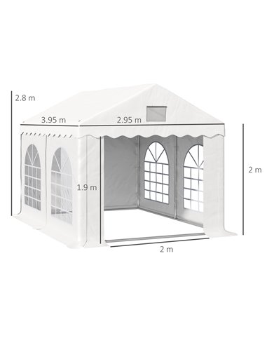 Outsunny 4x3m Gazebo Tent with 4 Removable Side Walls, Windows, White