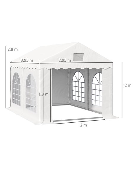 Outsunny 4x3m Gazebo Tent with 4 Removable Side Walls, Windows, White - pic 19467 | FastDaddyshop