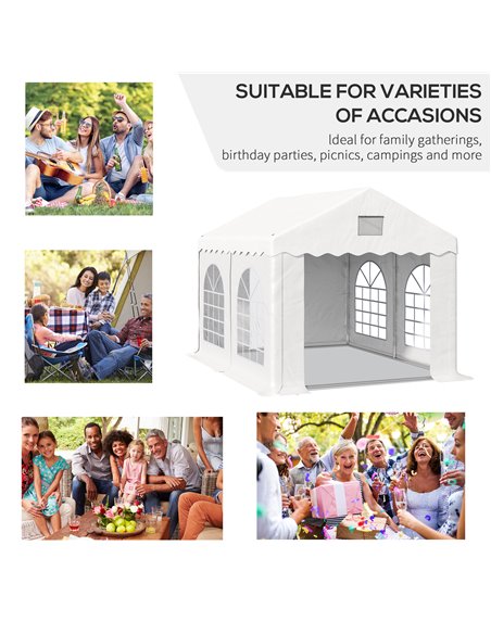 Outsunny 4 x 3 m Gazebo Canopy Party Tent with 4 Removable Side Walls and Windows for Outdoor Event, White - pic 19468 | FastDaddyshop
