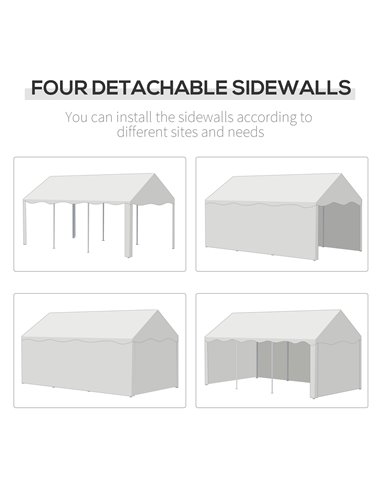 Outsunny 4 x 3 m Gazebo Canopy Party Tent with 4 Removable Side Walls and Windows for Outdoor Event, White