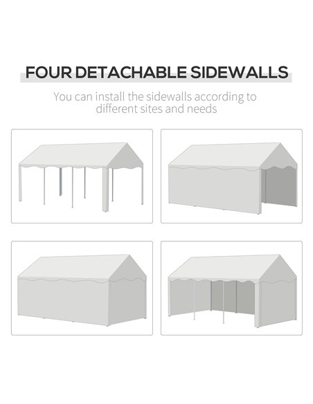 Outsunny 4 x 3 m Gazebo Canopy Party Tent with 4 Removable Side Walls and Windows for Outdoor Event, White - pic 19469 | FastDaddyshop