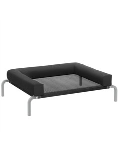 PawHut Elevated Dog Bed with Removable Bolsters, Raised Dog Bed for Small Breeds, Portable Indoor & Outdoor Pet Cots, Black