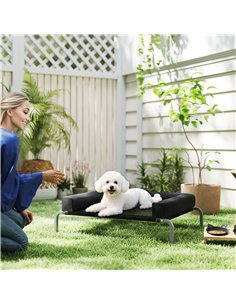 PawHut Elevated Dog Bed with Removable Bolsters, Raised Dog Bed for Small Breeds, Portable Indoor & Outdoor Pet Cots, Black 2