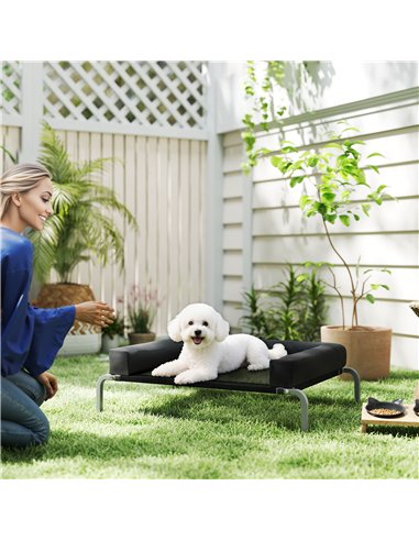 PawHut Elevated Dog Bed with Removable Bolsters, Raised Dog Bed for Small Breeds, Portable Indoor & Outdoor Pet Cots, Black