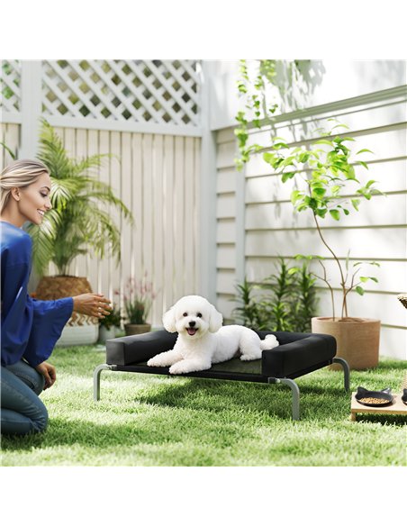 PawHut Elevated Dog Bed with Removable Bolsters, Raised Dog Bed for Small Breeds, Portable Indoor & Outdoor Pet Cots, Black - pic 194692 | FastDaddyshop