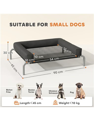 PawHut Elevated Dog Bed with Removable Bolsters, Raised Dog Bed for Small Breeds, Portable Indoor & Outdoor Pet Cots, Black