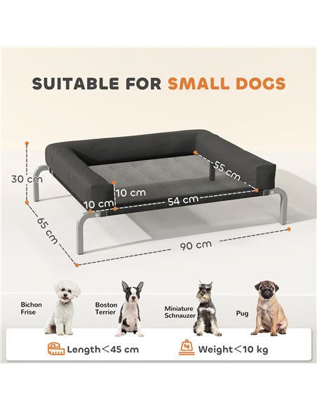 PawHut Elevated Dog Bed with Removable Bolsters, Raised Dog Bed for Small Breeds, Portable Indoor & Outdoor Pet Cots, Black - pic 194693 | FastDaddyshop