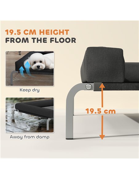 PawHut Elevated Dog Bed with Removable Bolsters, Raised Dog Bed for Small Breeds, Portable Indoor & Outdoor Pet Cots, Black - pic 194694 | FastDaddyshop