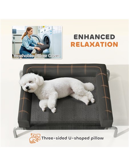 PawHut Elevated Dog Bed with Removable Bolsters, Raised Dog Bed for Small Breeds, Portable Indoor & Outdoor Pet Cots, Black - pic 194695 | FastDaddyshop