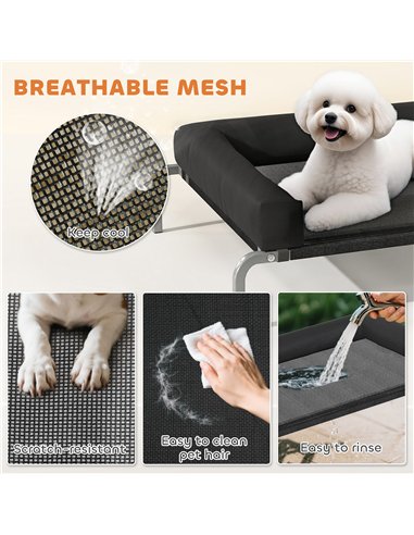 PawHut Elevated Dog Bed with Removable Bolsters, Raised Dog Bed for Small Breeds, Portable Indoor & Outdoor Pet Cots, Black