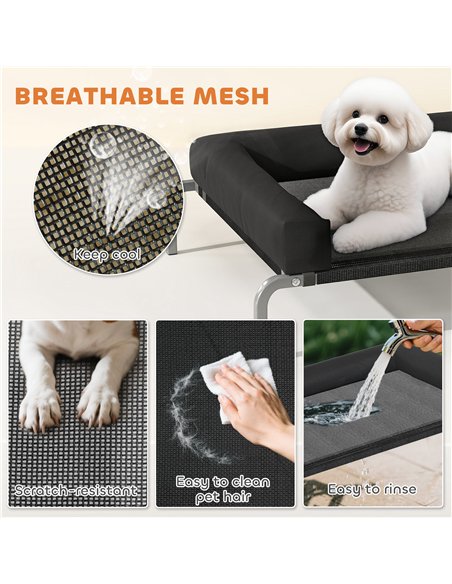 PawHut Elevated Dog Bed with Removable Bolsters, Raised Dog Bed for Small Breeds, Portable Indoor & Outdoor Pet Cots, Black - pic 194696 | FastDaddyshop