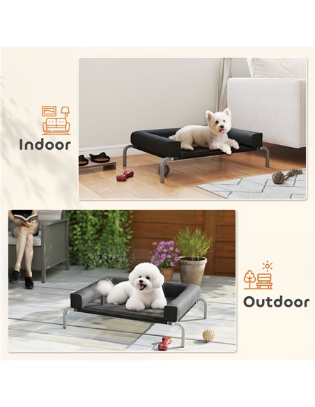 PawHut Elevated Dog Bed with Removable Bolsters, Raised Dog Bed for Small Breeds, Portable Indoor & Outdoor Pet Cots, Black - pic 194697 | FastDaddyshop
