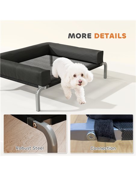 PawHut Elevated Dog Bed with Removable Bolsters, Raised Dog Bed for Small Breeds, Portable Indoor & Outdoor Pet Cots, Black - pic 194698 | FastDaddyshop