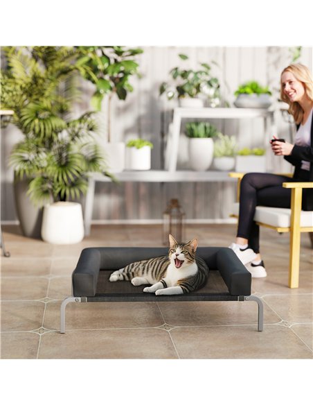PawHut Elevated Dog Bed with Removable Bolsters, Raised Dog Bed for Small Breeds, Portable Indoor & Outdoor Pet Cots, Black - pic 194699 | FastDaddyshop