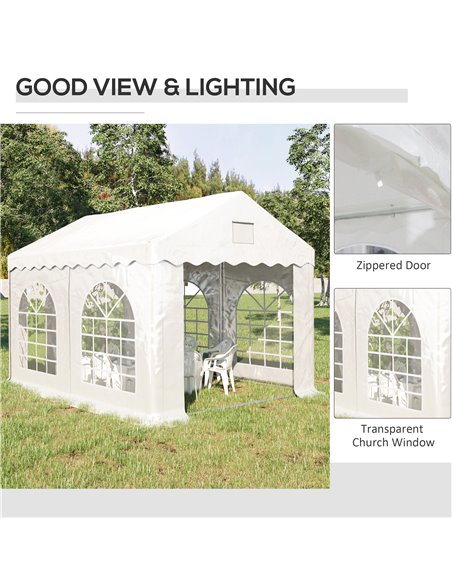 Outsunny 4 x 3 m Gazebo Canopy Party Tent with 4 Removable Side Walls and Windows for Outdoor Event, White - pic 19470 | FastDaddyshop