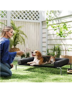 PawHut Elevated Dog Bed with Removable Bolsters, Raised Dog Bed for Medium Breeds, Portable Indoor & Outdoor Pet Cots, Black 2