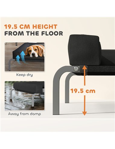 PawHut Elevated Dog Bed with Removable Bolsters, Raised Dog Bed for Medium Breeds, Portable Indoor & Outdoor Pet Cots, Black