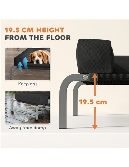 PawHut Elevated Dog Bed with Removable Bolsters, Raised Dog Bed for Medium Breeds, Portable Indoor & Outdoor Pet Cots, Black - pic 194703 | FastDaddyshop