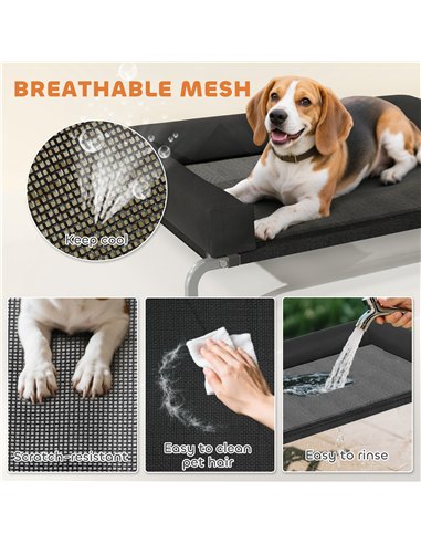 PawHut Elevated Dog Bed with Removable Bolsters, Raised Dog Bed for Medium Breeds, Portable Indoor & Outdoor Pet Cots, Black